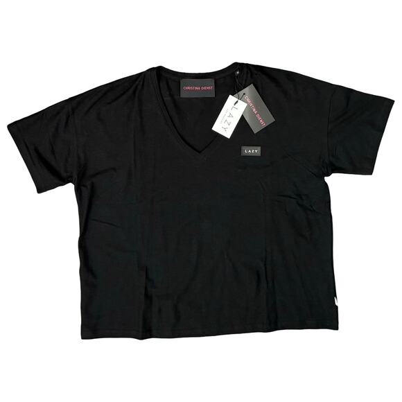 Christina Dienst Lazy V-Neck Oversize Boxy T-Shirt Tee Shirt Size XS NEW Tags - Picture 7 of 11